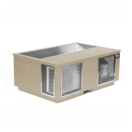 Beige BlueCube CoreChill 3 Elite Cold Plunge Tub with line-x coating which is commercial grade and handmade in America