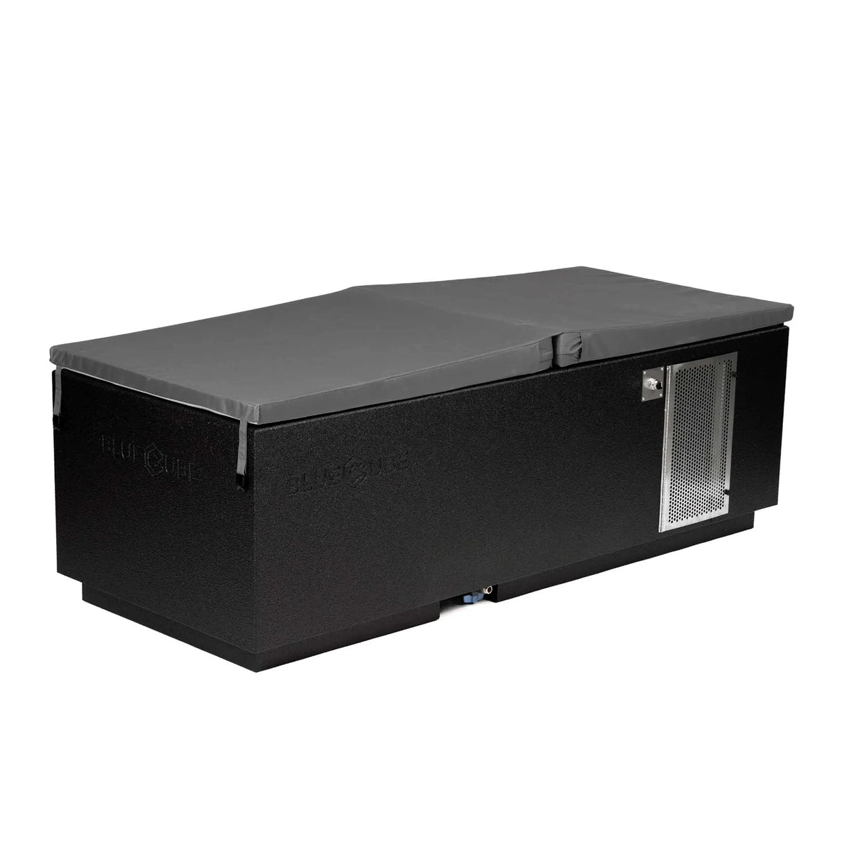 Black BlueCube CoreChill 3 Cold Plunge Tub with spa cover which is commercial grade and handmade in America
