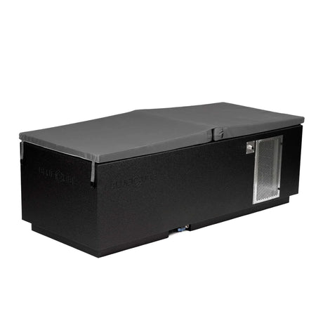 Black BlueCube CoreChill 3 Cold Plunge Tub with spa cover which is commercial grade and handmade in America