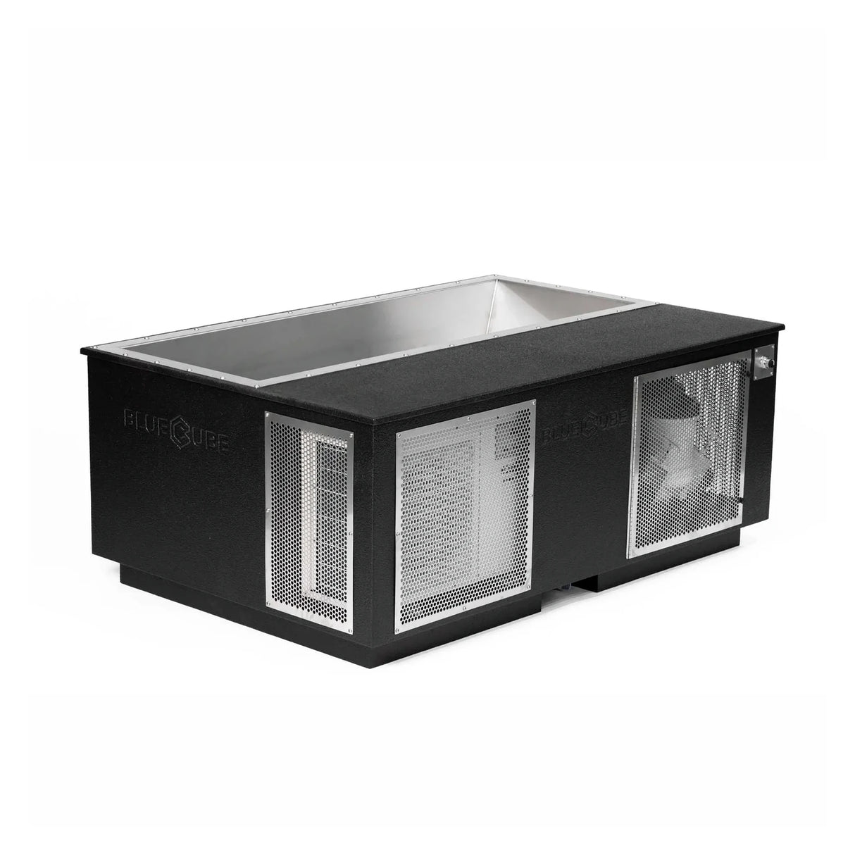 Black BlueCube CoreChill 3 Elite Cold Plunge Tub with line-x coating which is commercial grade and handmade in America