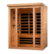 Dynamic Saunas Vila model FAR infrared sauna made from Canadian hemlock with a 3 person capacity and eight infrared panels