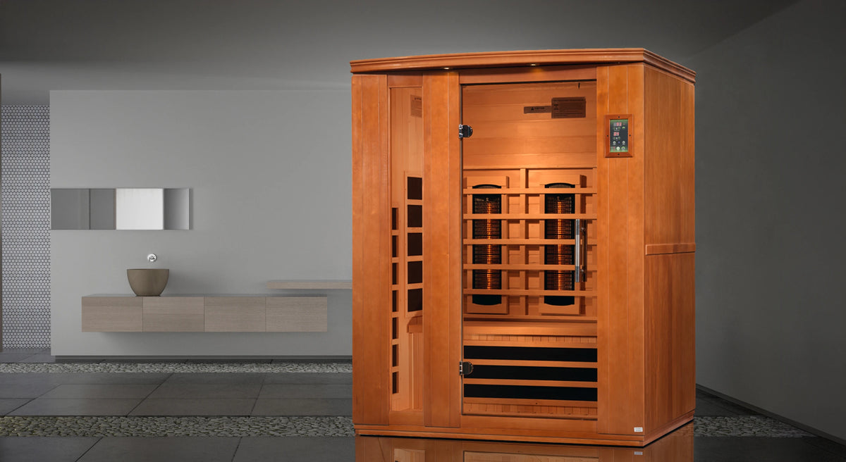 Dynamic Saunas full spectrum infrared Lugano model sauna which holds 3 people and is intended for indoor use