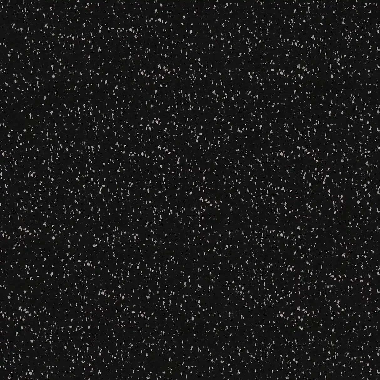 The ECORE Athletic Basic Fit Rubber Roll - 6mm Flooring features a black surface accented with many small white specks, evoking the look of a starry night sky or outer space.