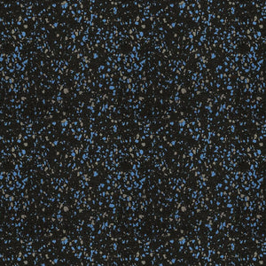 The ECORE Blade Rubber Roll - 9mm Flooring by ECORE Athletic features a black surface with small, irregular blue and grey flecks for a textured, terrazzo-inspired look.