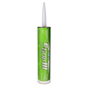 Green and white tube of E-Grip III adhesive on a white background