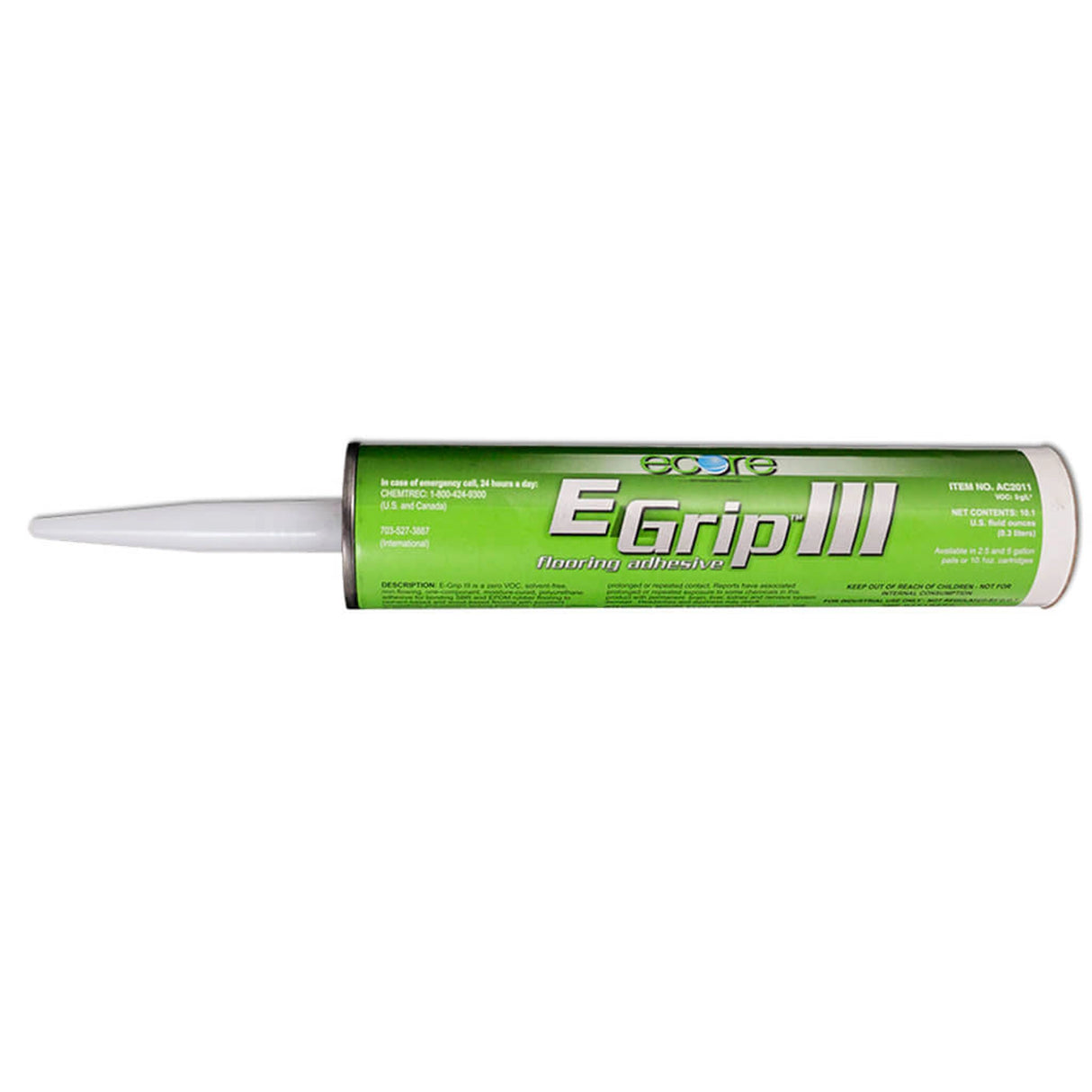 Green tube of E-Grip III adhesive on a white background
