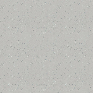The ECORE Athletic HydroGrip Motivate Laminate Roll - 7mm Class 1 Flooring features a gray terrazzo-style surface with small, irregular white and light blue flecks for a textured, speckled appearance.