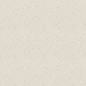 The ECORE Athletic HydroGrip Motivate Laminate Roll - 7mm Class 1 Flooring features a beige background accented with a subtle pattern of small, scattered light brown and white speckles across the surface.