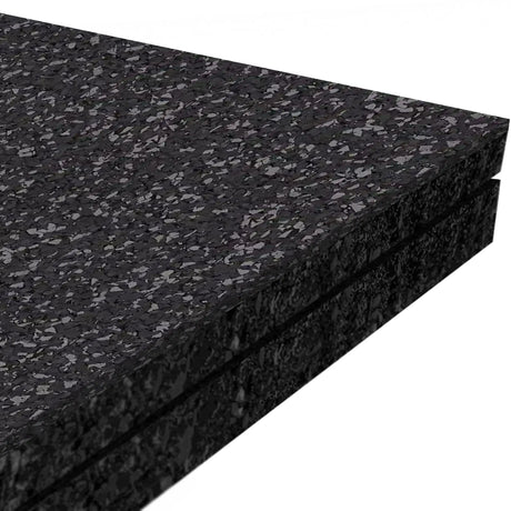 Two stacked ECORE Performance Monster Rubber Roll - 22.5mm mats by ECORE Athletic, black with a speckled texture, shown close up on a white background.