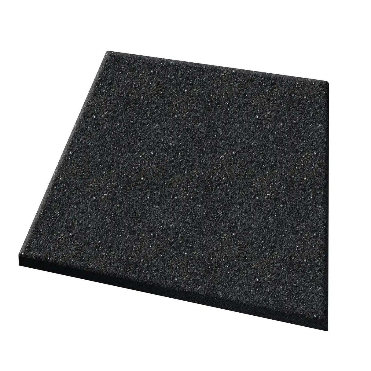 The ECORE PlayGuard Rubber Tile - 2.5" Playground Flooring by ECORE Athletic is a single, square black tile with a slightly textured surface, displayed against a white background.