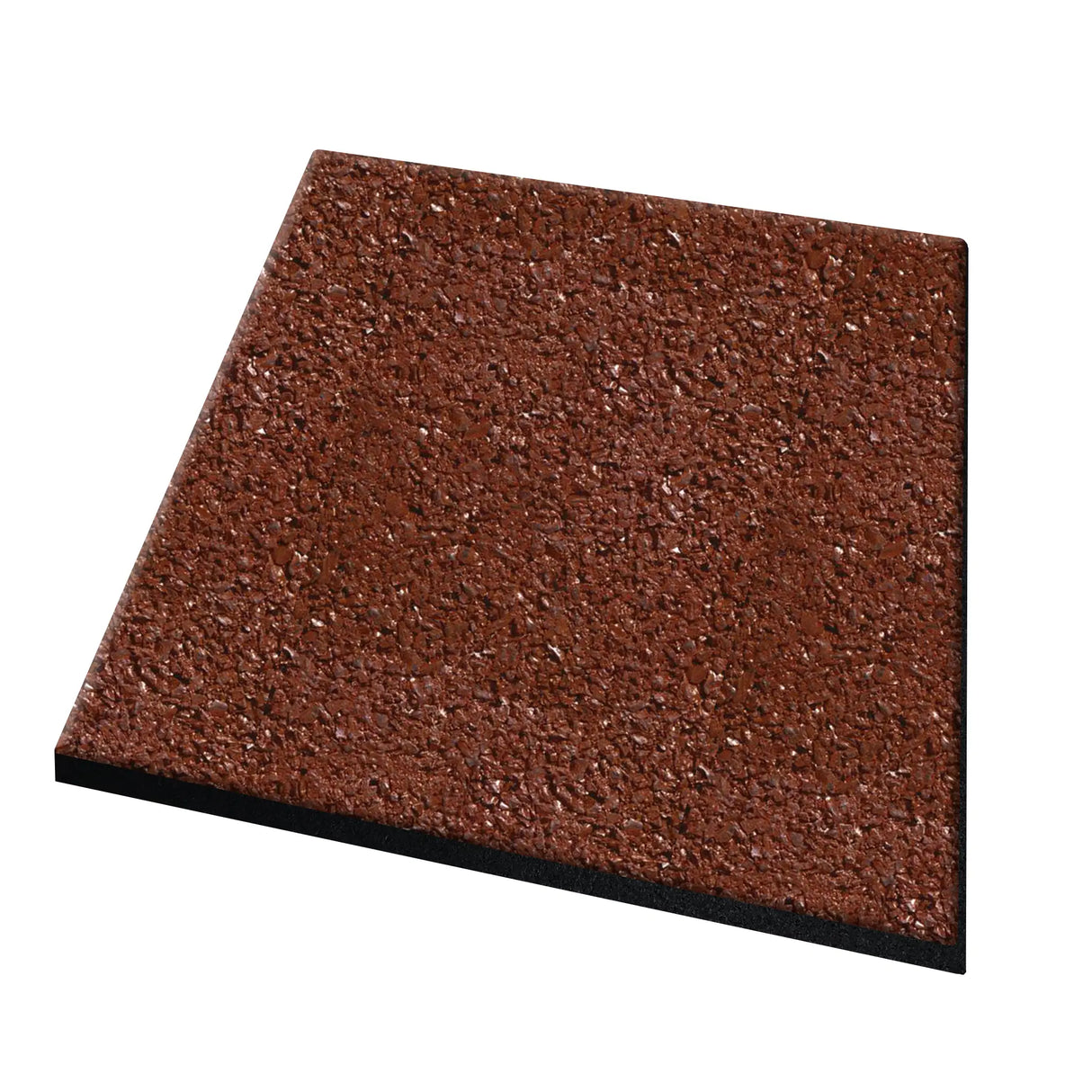 An ECORE PlayGuard Rubber Tile - 2.5" Playground Flooring by ECORE Athletic, square and brown with a textured surface, is displayed at a slight angle against a white background.