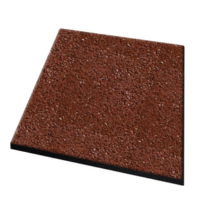 An ECORE PlayGuard Rubber Tile - 2.5" Playground Flooring by ECORE Athletic, square and brown with a textured surface, is displayed at a slight angle against a white background.