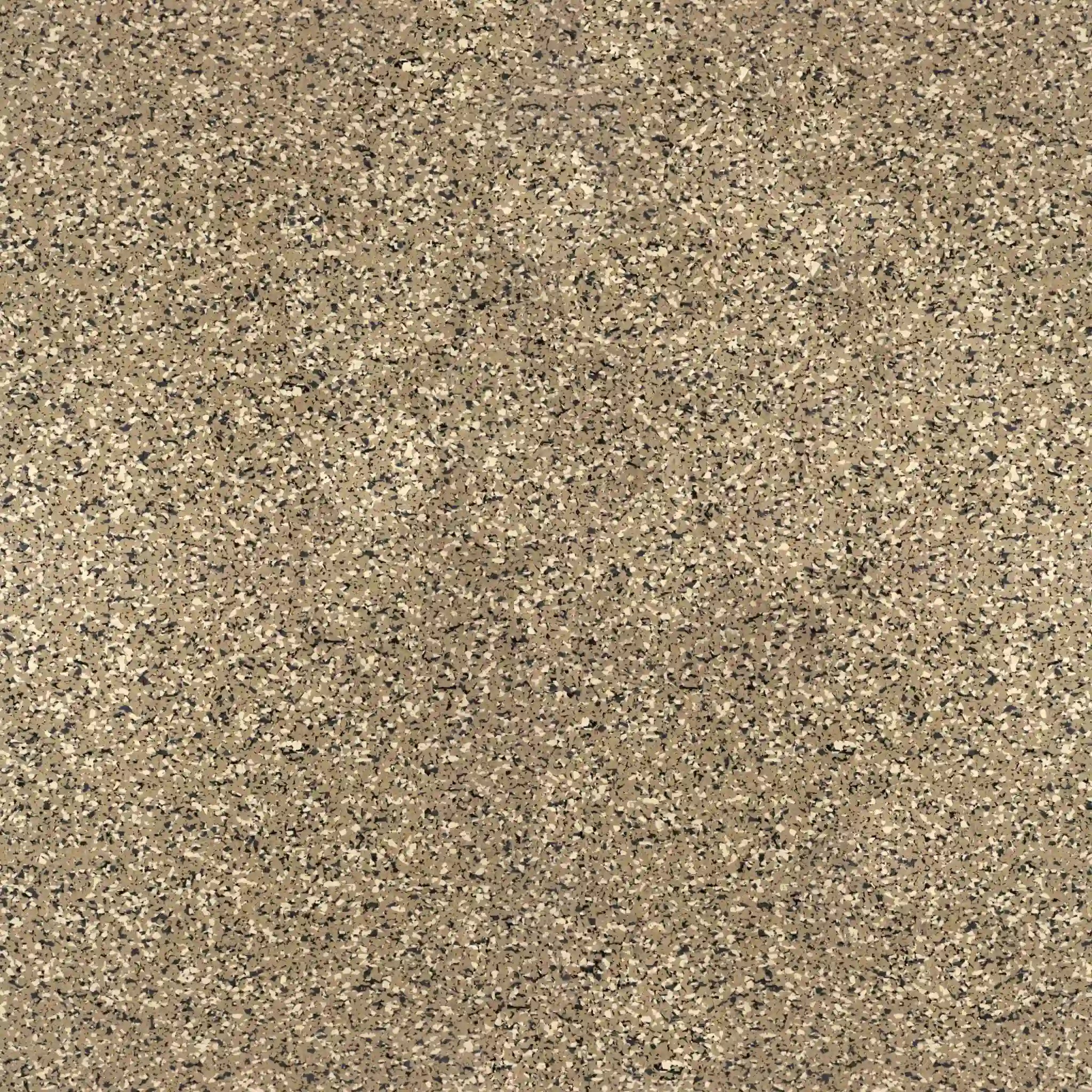 A close-up of ECORE PlayGuard Rubber Tile 2.5" Playground Flooring by ECORE Athletic shows its speckled, textured surface in shades of beige, brown, and black.