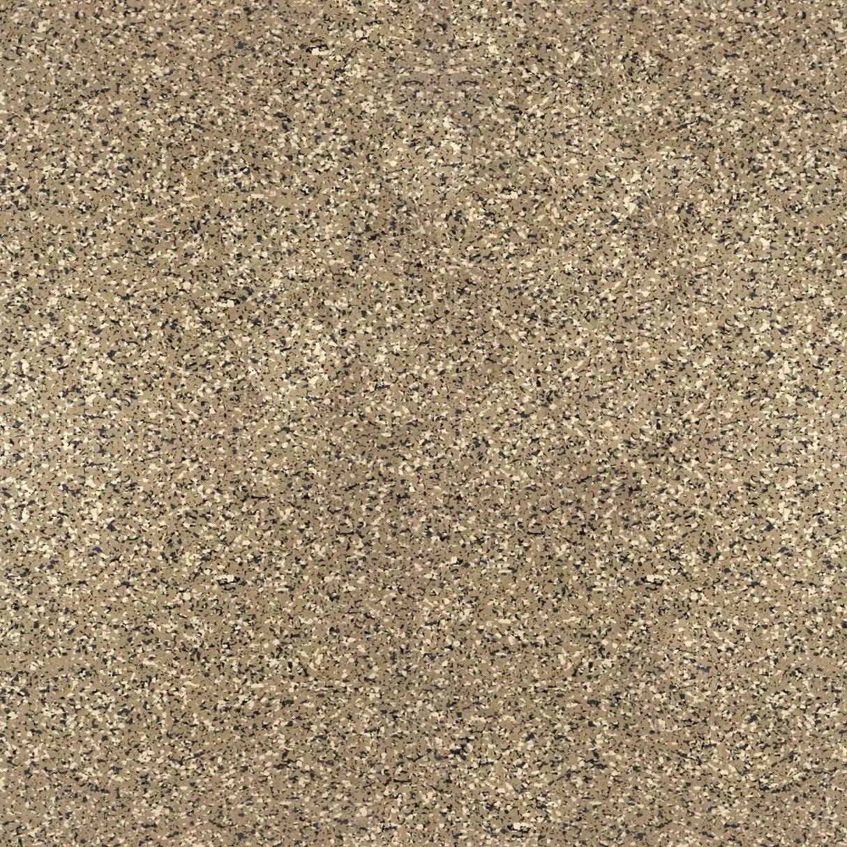 A close-up of ECORE PlayGuard Rubber Tile 2.5" Playground Flooring by ECORE Athletic shows its speckled, textured surface in shades of beige, brown, and black.