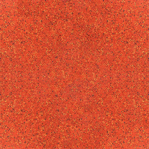 Close-up of ECORE PlayGuard Rubber Tile - 2.5" Playground Flooring by ECORE Athletic, featuring a vibrant red speckled texture with evenly scattered yellow, black, and orange dots for an abstract patterned background.