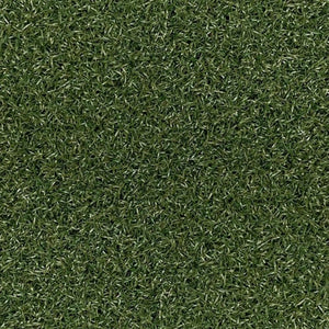 A close-up of ECORE Athletic’s RageTurf UltraTile - 1" Athletic Turf Tile highlights dense, varied green blades for a natural, textured look—ideal for athletic surfaces.