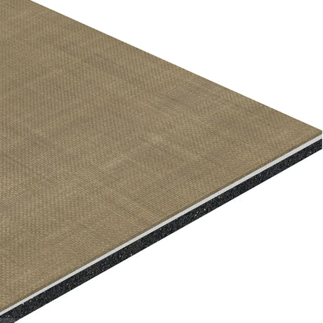 A close-up of ECORE Serenity Motivate Laminate Roll by ECORE Athletic shows its 7mm, Class 1 layered flooring with a beige top, white middle, and dark bottom—ideal for insulation or flooring applications.