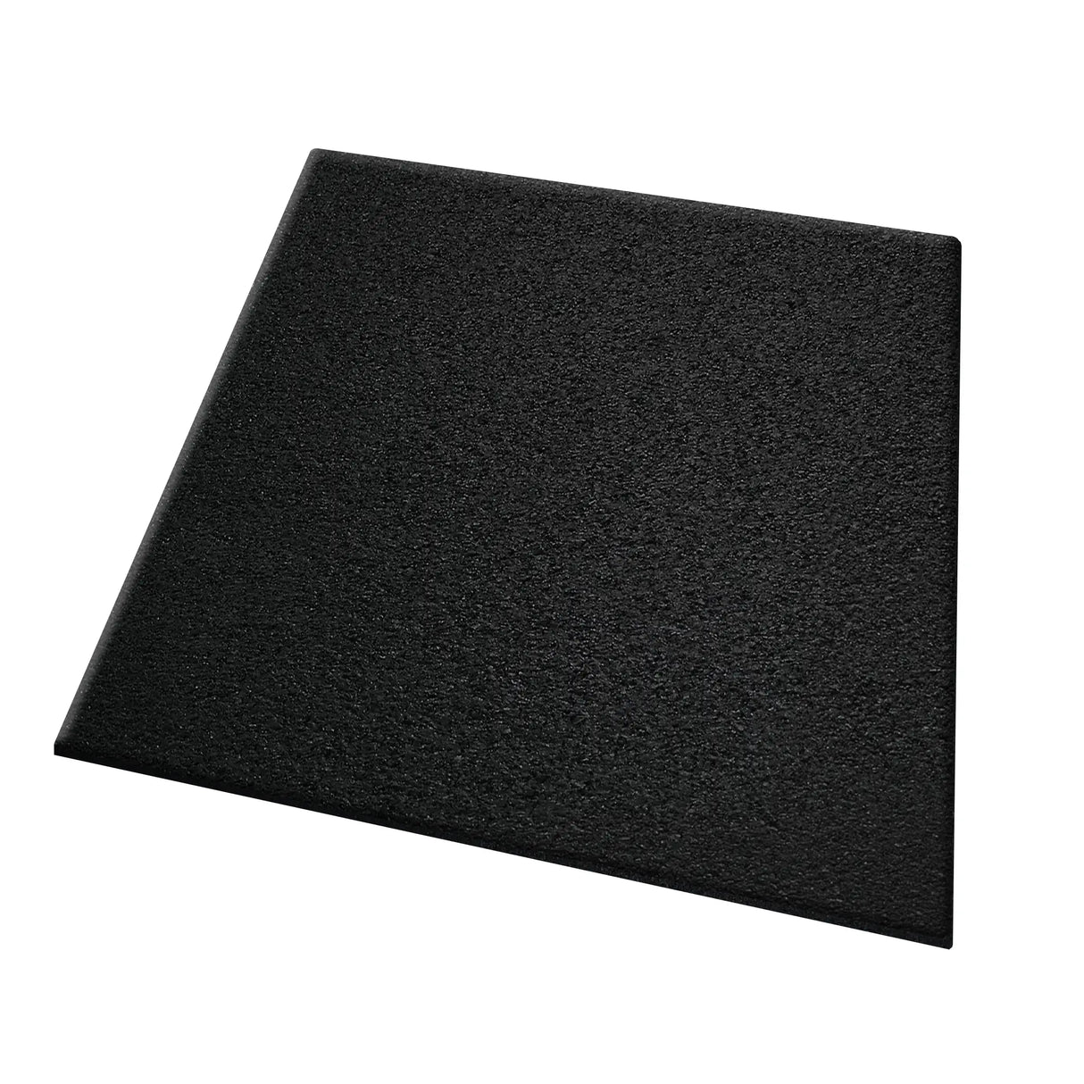 The ECORE Performance UltraTile - 1" Rubber Tile by ECORE Athletic is shown angled on a white background, featuring a square shape and black textured surface.
