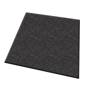 A single ECORE Performance UltraTile - 1" Rubber Tile by ECORE Athletic, shown in dark gray with subtle speckles, is angled against a white background.
