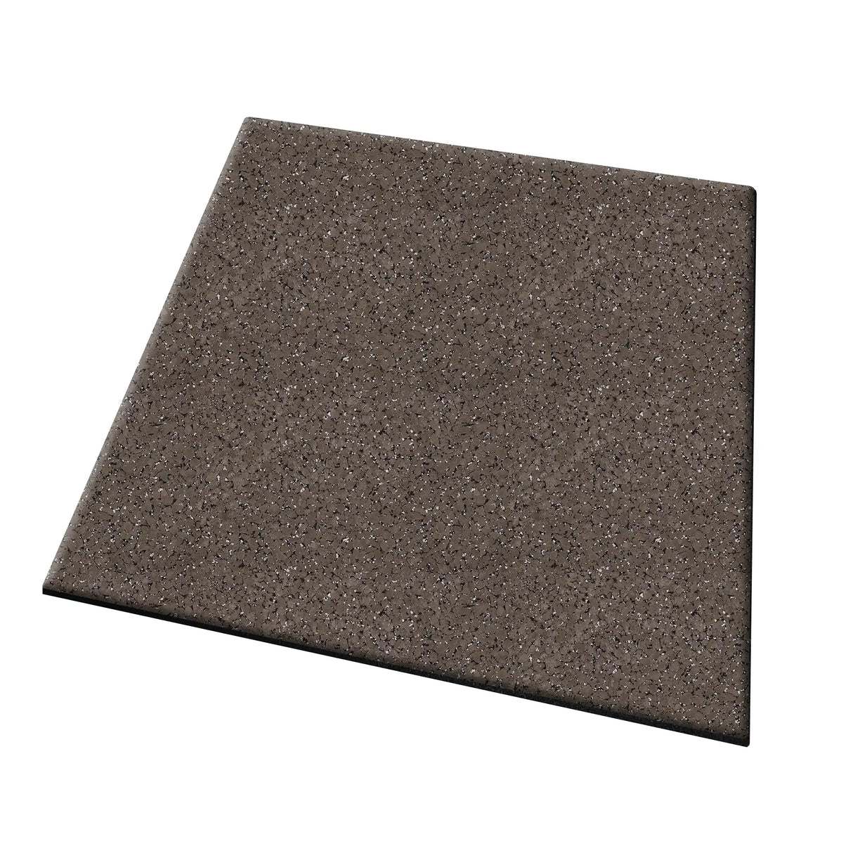 The ECORE Performance UltraTile - 1" Rubber Tile by ECORE Athletic is a square sample with brown speckles, a smooth glossy finish, and beveled edges, shown against a white background.