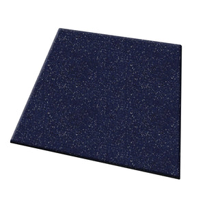 The ECORE Performance UltraTile - 1" Rubber Tile by ECORE Athletic is a square, dark blue tile with small white speckles, displayed against a white background and viewed at an angle.