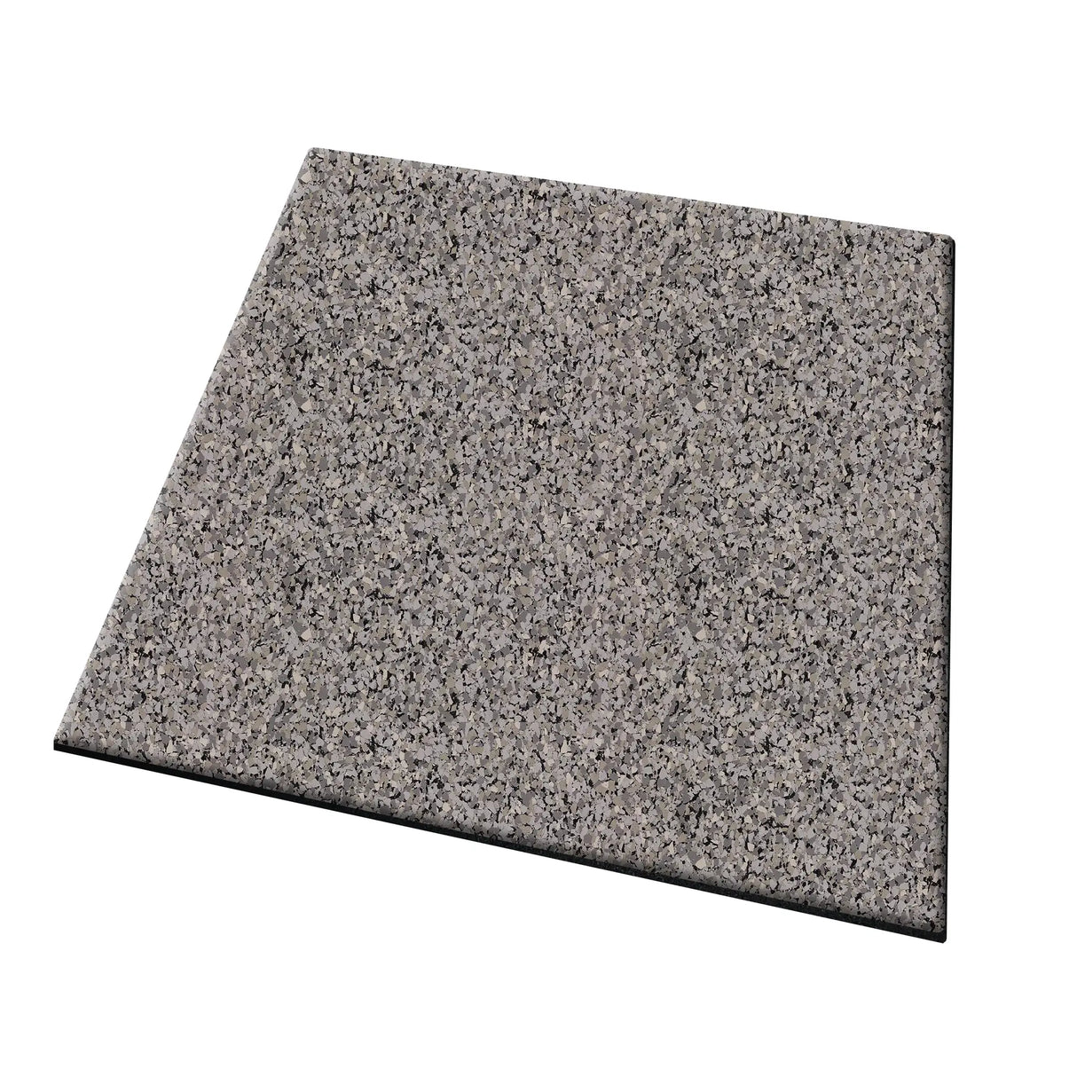 A 1" thick rectangular ECORE Performance UltraTile rubber tile by ECORE Athletic, featuring a speckled gray and black pattern, displayed against a white background.