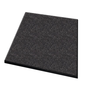 The ECORE Athletic Performance dBTile Rubber Tile - 2.5" Acoustic Flooring is a square, dark gray speckled slab with a smooth surface, shown against a white background.