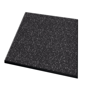 The ECORE Performance dBTile Rubber Tile - 2.5" Acoustic Flooring by ECORE Athletic is a square slab with a dark, speckled pattern of lighter gray and white flecks, displayed against a white background.