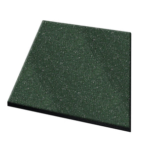 The ECORE Athletic Performance dBTile Rubber Tile - 2.5" Acoustic Flooring is a square, dark green rubber tile with a speckled texture, displayed at an angle against a white background.