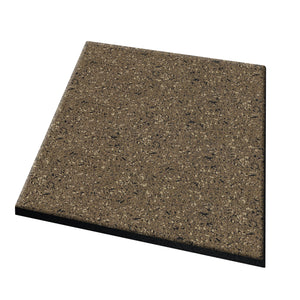 The ECORE Performance dBTile Rubber Tile - 2.5" Acoustic Flooring by ECORE Athletic is shown, featuring a rectangular shape with brown and black speckles, isolated on a white background and viewed at an angle.