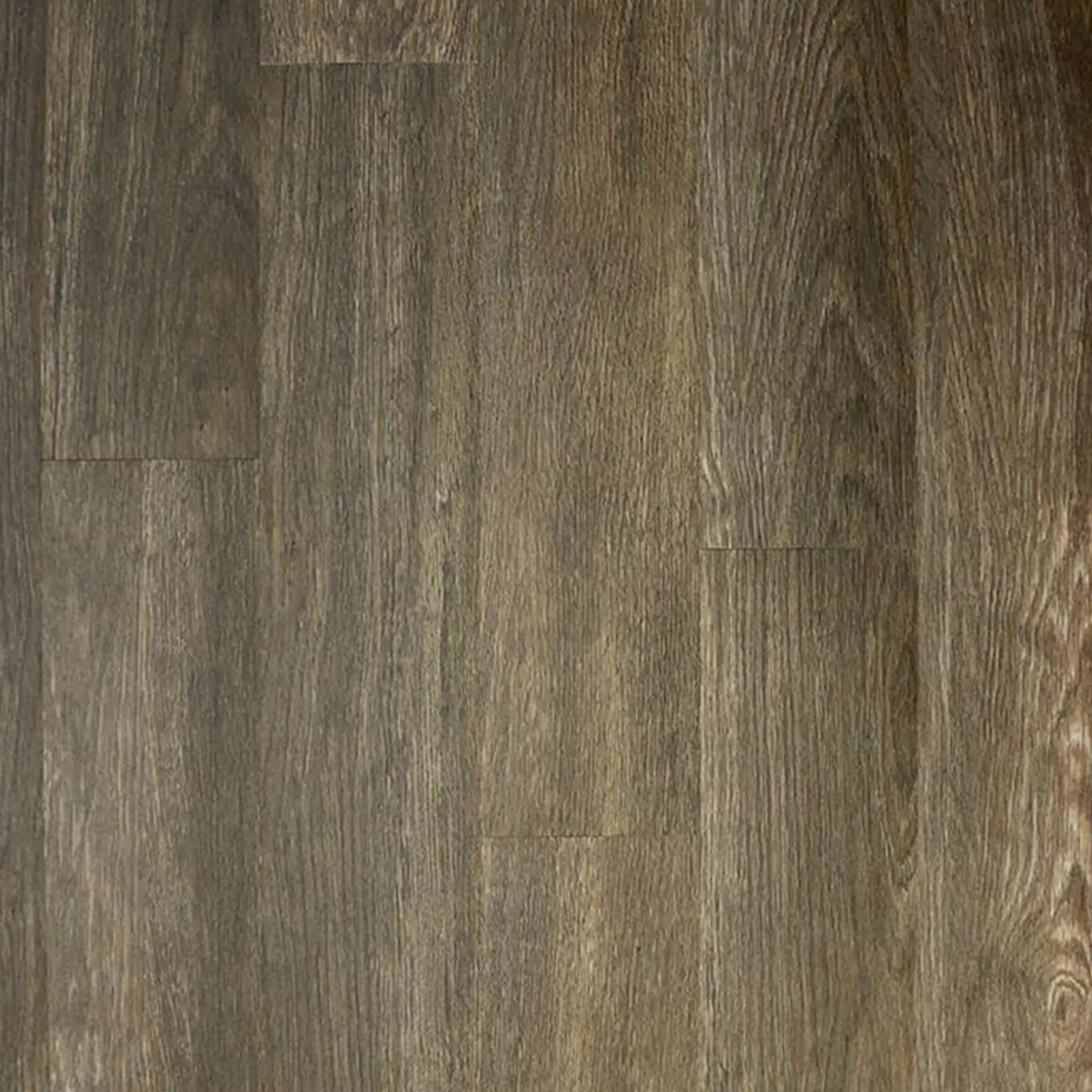 Close-up of ECORE Heritage Motivate Vinyl Plank - 7mm PVT Performance Flooring from ECORE Athletic, featuring natural brown-gray wood grain texture with subtle color variations and visible seams between planks.