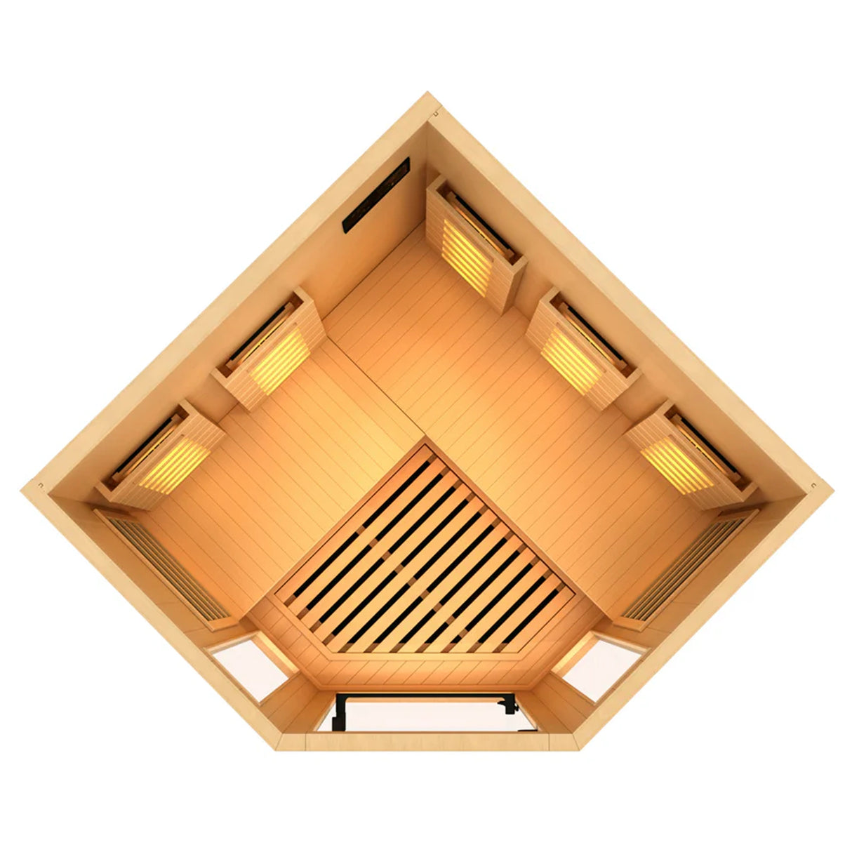 Golden Designs 2025 Reserve Edition Full Spectrum Infrared Sauna with Himalayan Salt Bar | 3 Person Indoor Corner Model