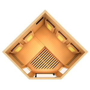 Golden Designs 2025 Reserve Edition Full Spectrum Infrared Sauna with Himalayan Salt Bar | 3 Person Indoor Corner Model