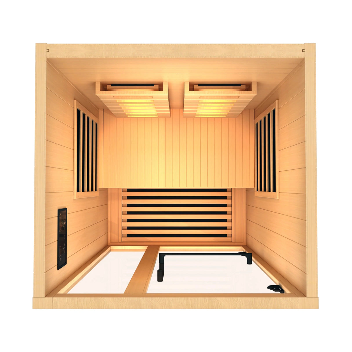 Golden Designs 2025 Reserve Edition full spectrum infrared sauna with a 1 person capacity and built in himalayan salt bar