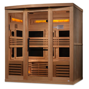 Wooden 6 person infrared sauna with salt bars