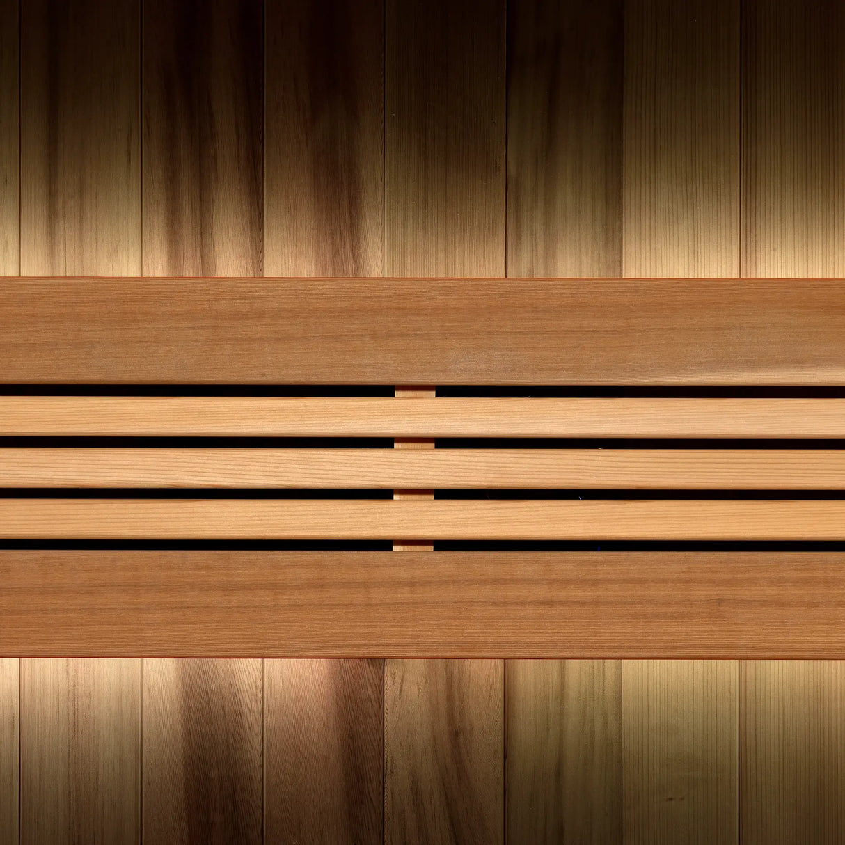 Golden Designs Osla model traditional steam sauna seat back with accent lighting