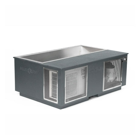 Gray BlueCube CoreChill 3 Elite Cold Plunge Tub with line-x coating which is commercial grade and handmade in America