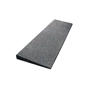 The ECORE Athletic ECORE Rubber Paver Sloped Edge Reducer, 12" wide, is a rectangular, black rubber product with a textured surface shown on a white background.