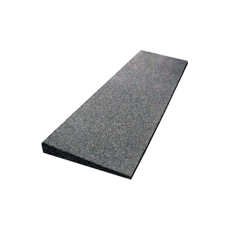 The ECORE Athletic ECORE Rubber Paver Sloped Edge Reducer, 12" wide, is a rectangular, black rubber product with a textured surface shown on a white background.