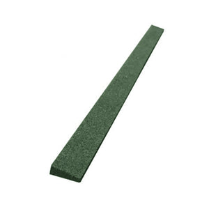 A long, rectangular ECORE Athletic Rubber Paver Sloped Edge Reducer, 2.5" wide, with a textured green surface displayed on a white background.