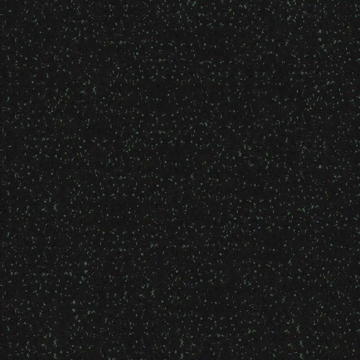 ECORE Athletic's ECORE Rubber Floor Tiles - 8mm Interlocking feature a black base with numerous small green speckles, creating a sand- or glitter-like effect on a dark background.