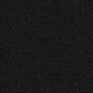 ECORE Athletic's ECORE Rubber Floor Tiles - 8mm Interlocking feature a black base with numerous small green speckles, creating a sand- or glitter-like effect on a dark background.