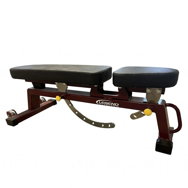 Three-way bench with 'Legend Fitness' branding on a white background