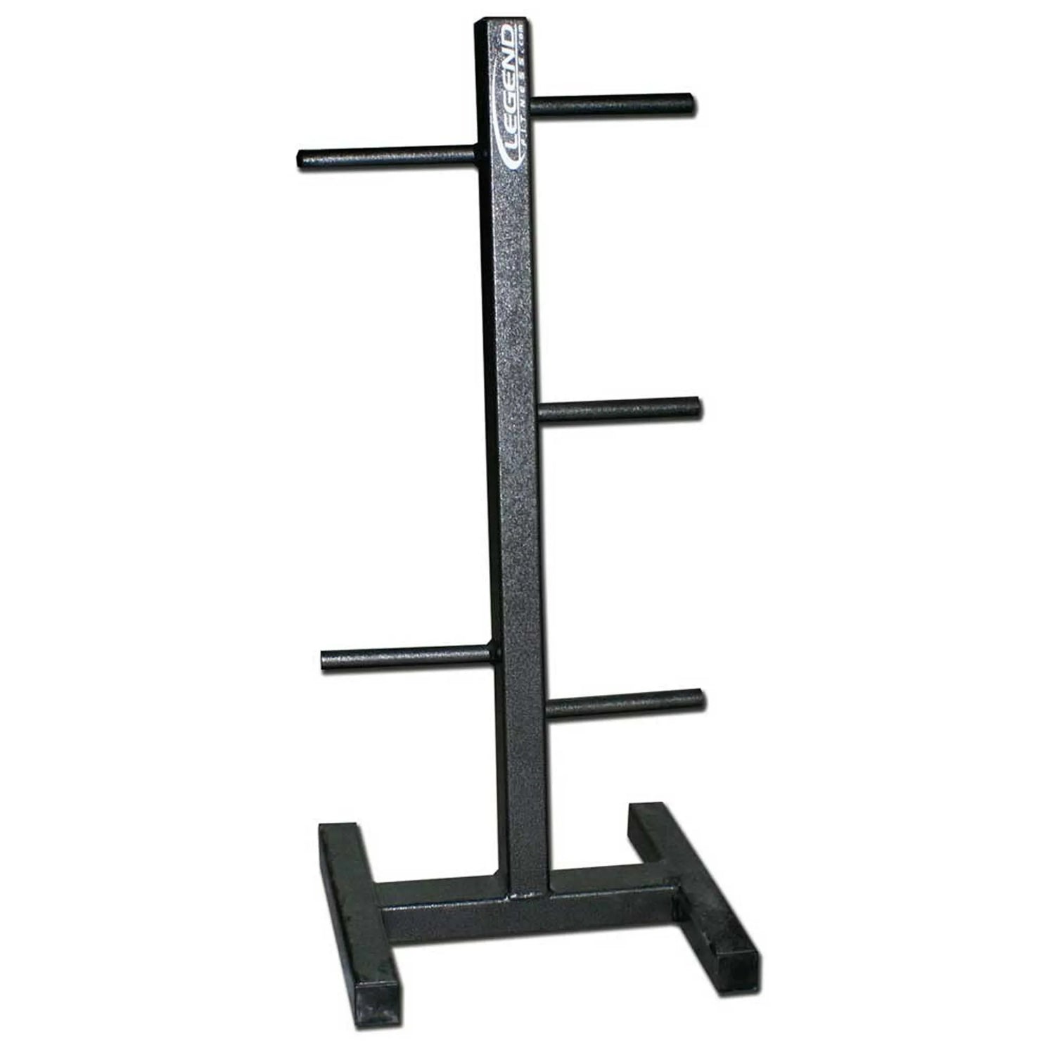 A weight plate stand with a white background