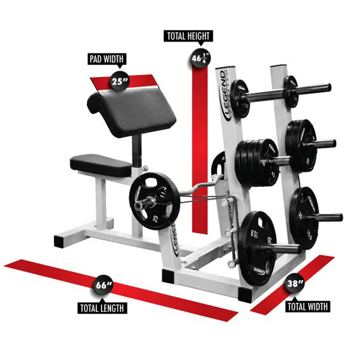 A white and black curl pedestal with dimensions and labels on a white background