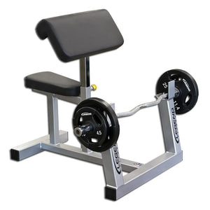 A silver and black curl pedestal with black plates and a silver bar on a white background