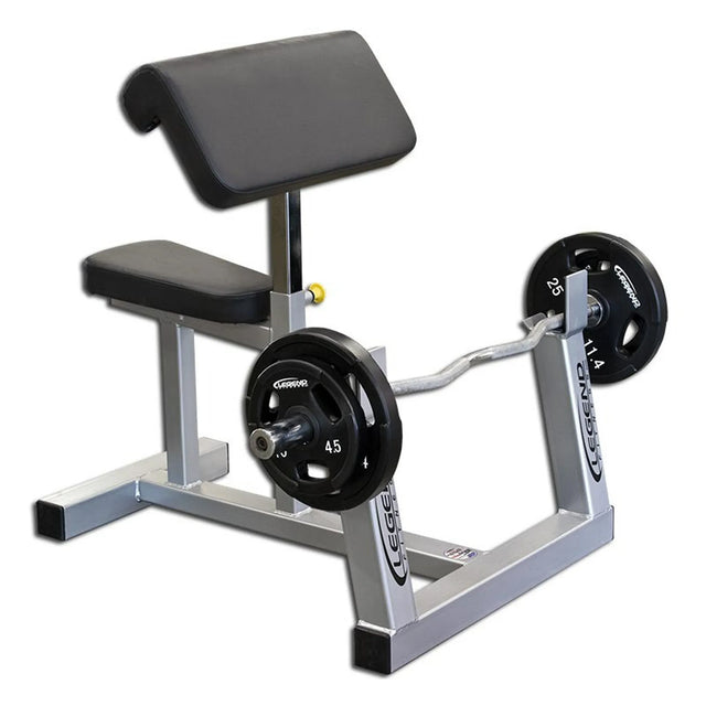 A silver and black curl pedestal with black plates and a silver bar on a white background