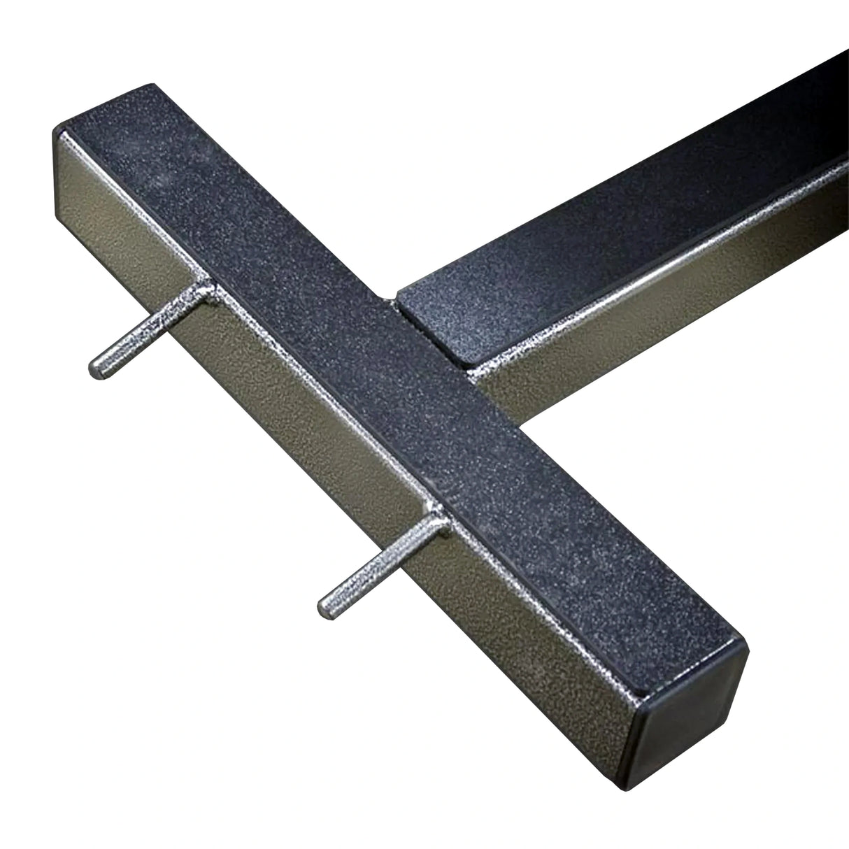 A black and silver metal frame on a white background