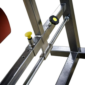 Metal frame with adjustable levers on a white background