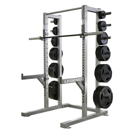 Weight rack with Legend branding on a white background